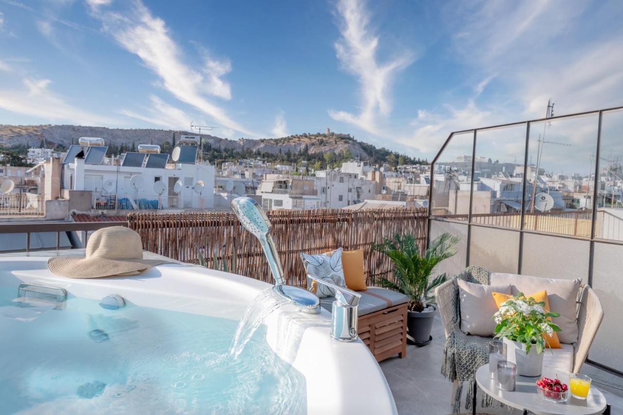 Topfloor Getaway Balcony&Hot Tub+Acropolis View أثينا المظهر الخارجي الصورة